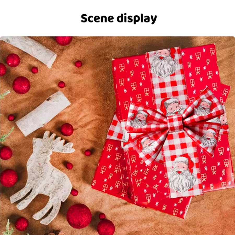 3 Rolls Christmas Ribbon 5M Handmade Gift Box Strap Xmas Tree DIY Bow Ribbon