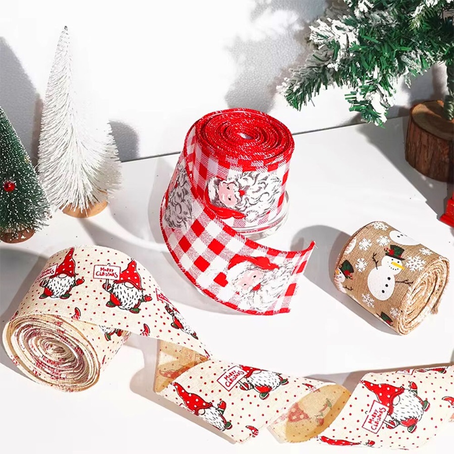 3 Rolls Christmas Ribbon 5M Handmade Gift Box Strap Xmas Tree DIY Bow Ribbon