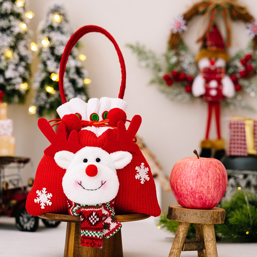 3Pack Christmas Candy Bag Santa Claus Deer Snowman Gift Bags Apple Bag Tote Bag