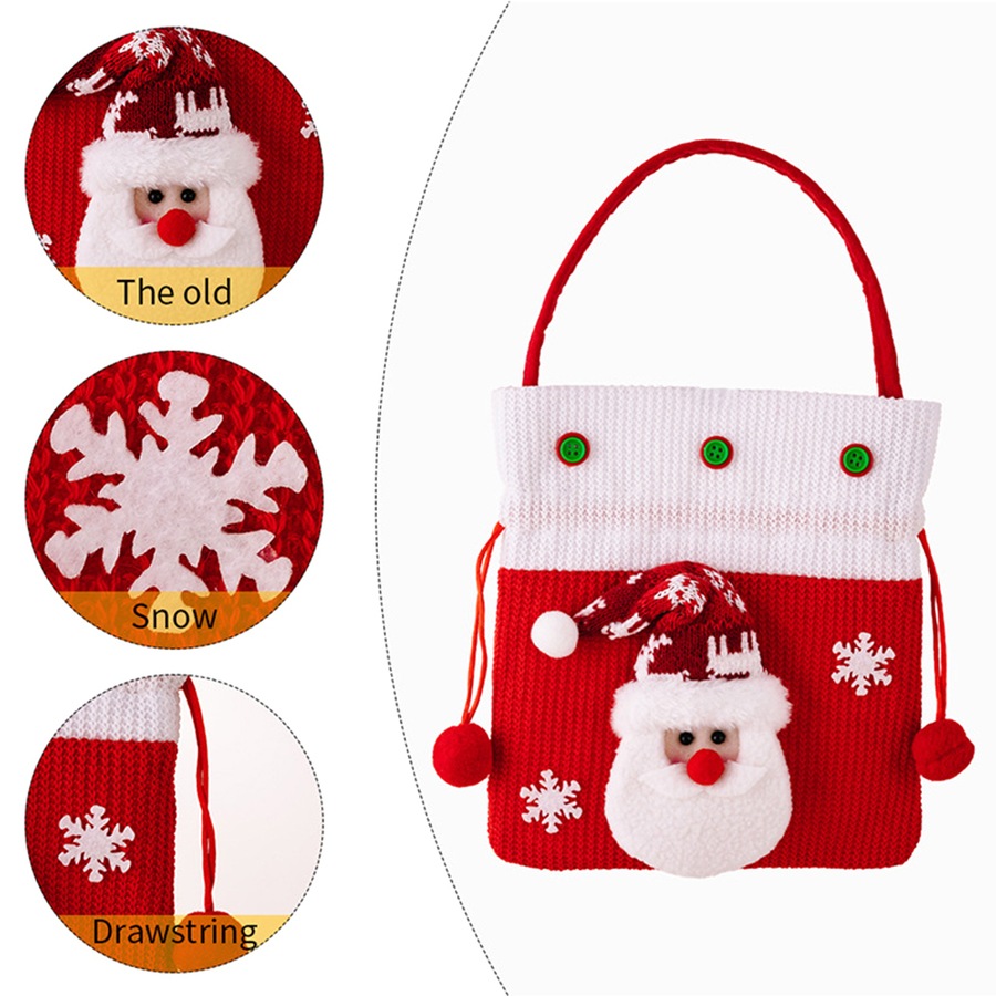3Pack Christmas Candy Bag Santa Claus Deer Snowman Gift Bags Apple Bag Tote Bag