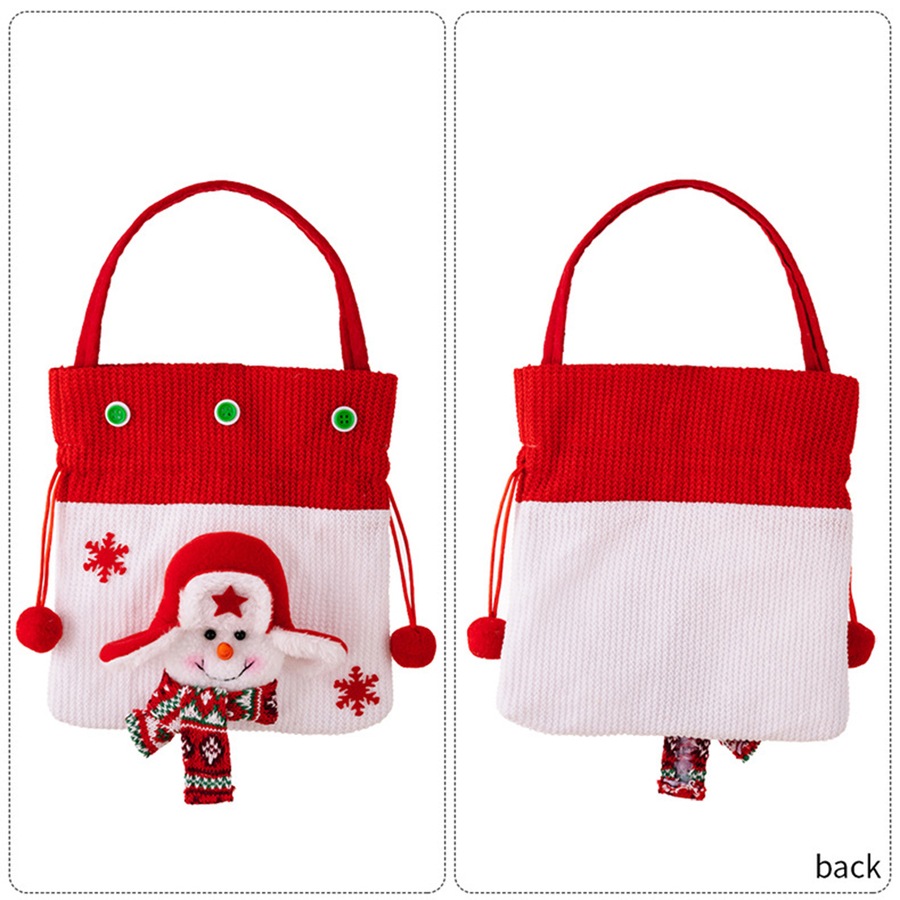 3Pack Christmas Candy Bag Santa Claus Deer Snowman Gift Bags Apple Bag Tote Bag