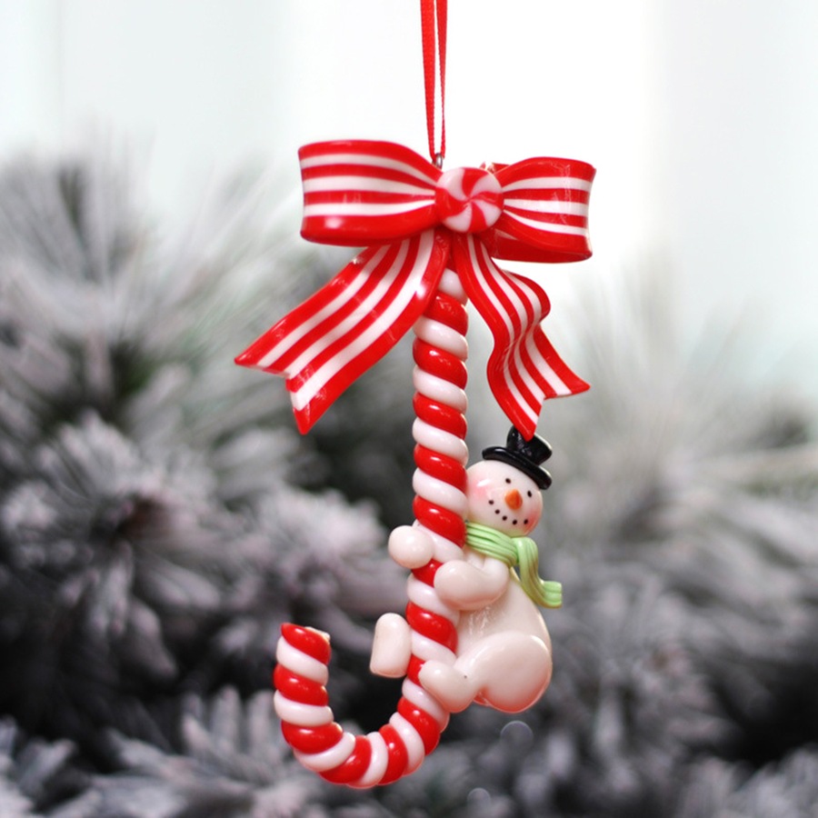 3Pcs Christmas Candy Canes Ornament Snowman Elk Santa Claus Tree Hanging Pendant