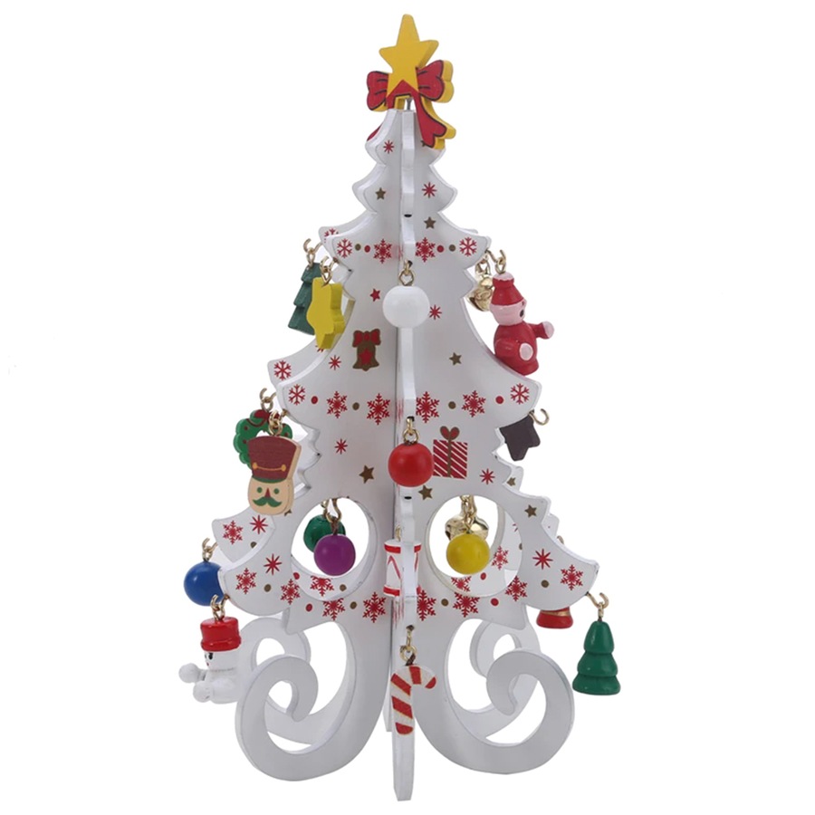 3Pcs Christmas Tree Handmade DIY Stereo Wooden Xmas Tree Decorations