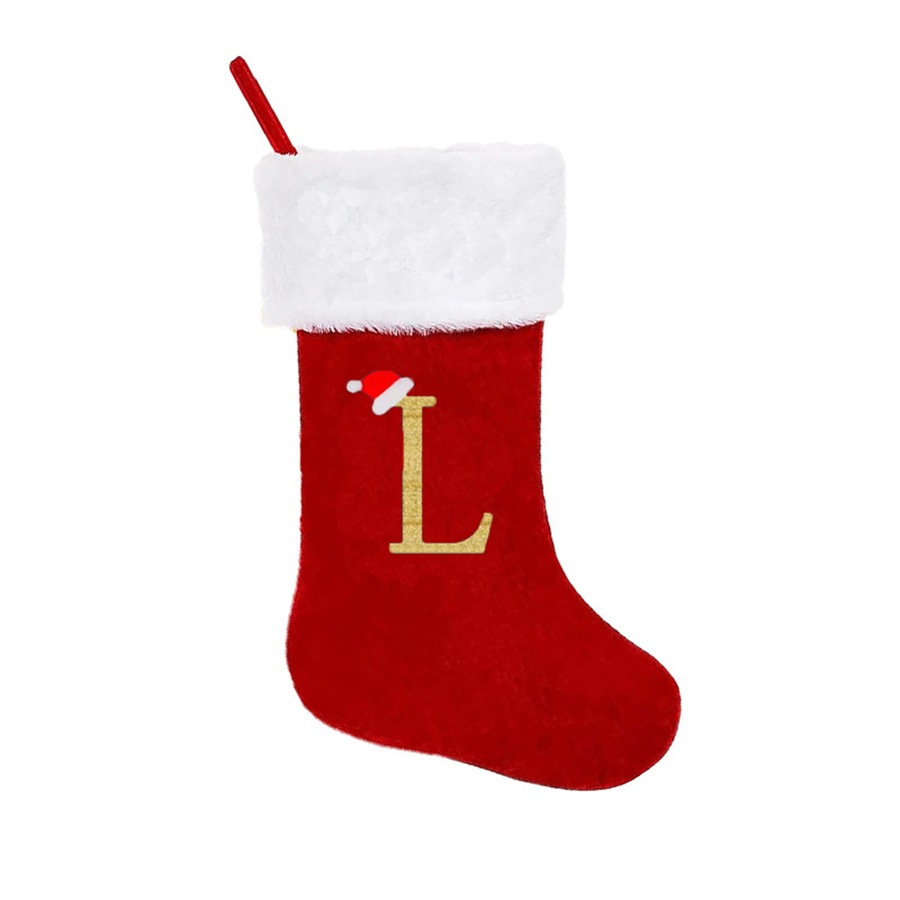 4 Pack Alphabet Letters Christmas Stocking Nordic Letter Print Xmas Stockings