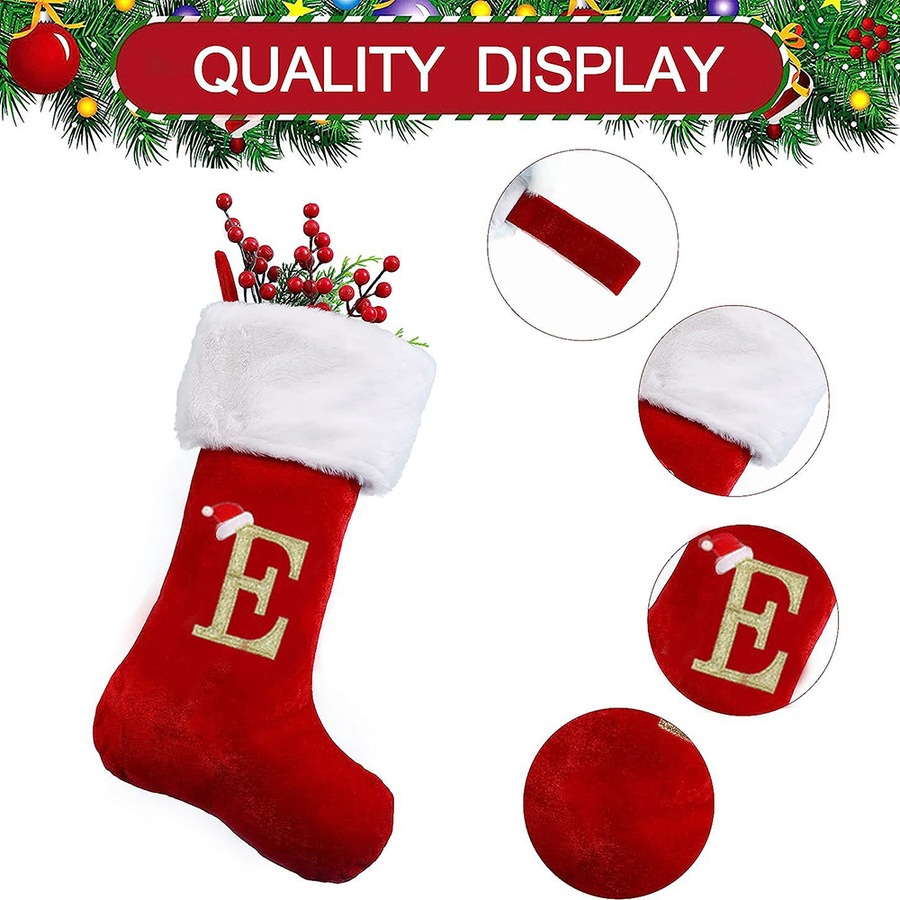 4 Pack Alphabet Letters Christmas Stocking Nordic Letter Print Xmas Stockings