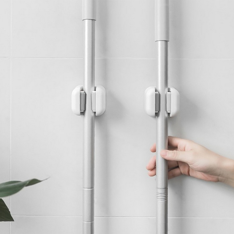 4 Pack Mop Broom Holder Wall Mounted Mop Holder Hanger Mop Hook Organizer