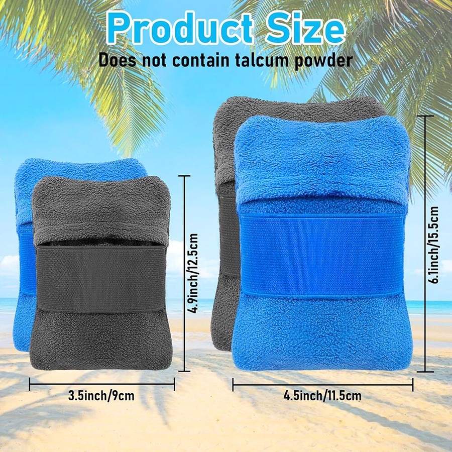 4 Pcs Sand Remover For Beach Sand Removal Bag Powder Pouch Sand Remover Brush