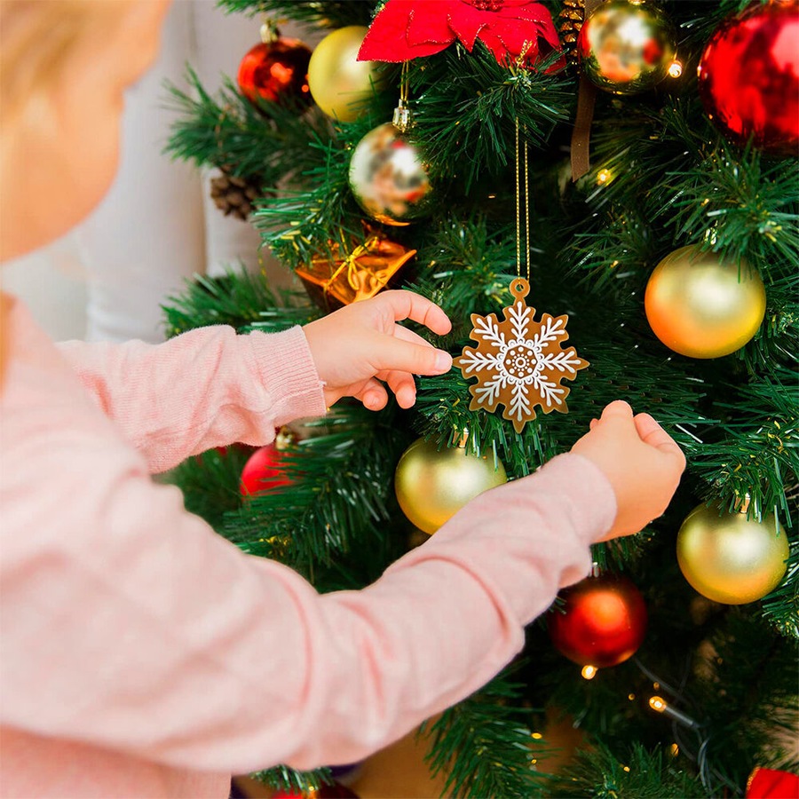 40 Pcs Christmas Gingerbread Snowflake Ornaments Mini Tree Hanging Decor