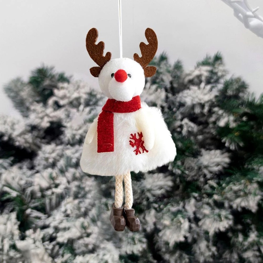 4Pcs Christmas Plush Doll Santa Claus Snowman Elk Angel Xmas Tree Ornaments