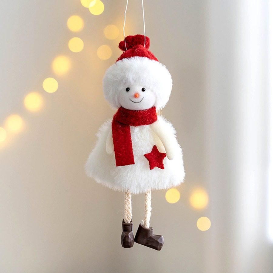 4Pcs Christmas Plush Doll Santa Claus Snowman Elk Angel Xmas Tree Ornaments