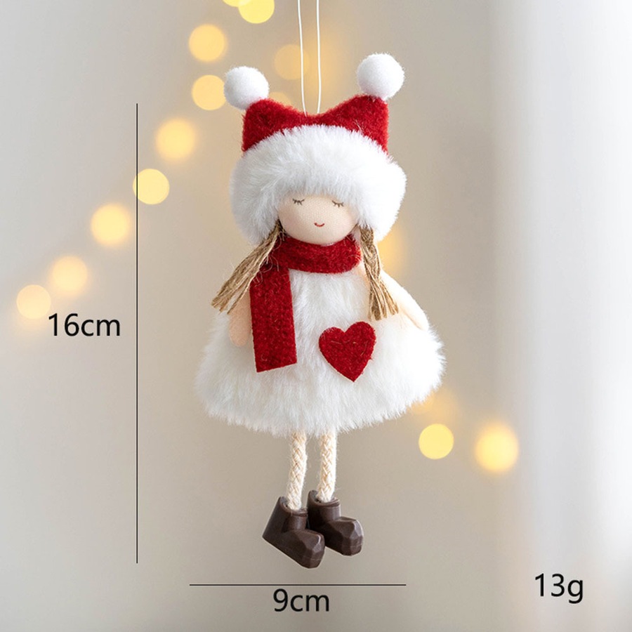 4Pcs Christmas Plush Doll Santa Claus Snowman Elk Angel Xmas Tree Ornaments