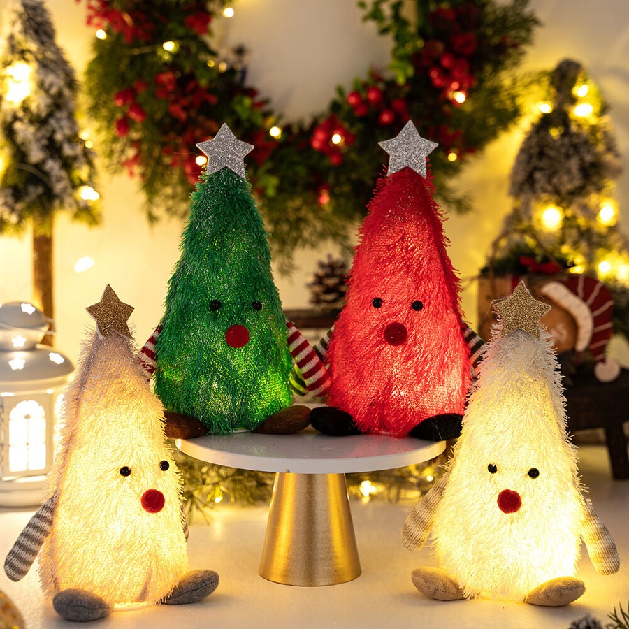 4PCS Gnome Christmas Decorations Light Up Christmas Gnomes Plush Doll Ornaments