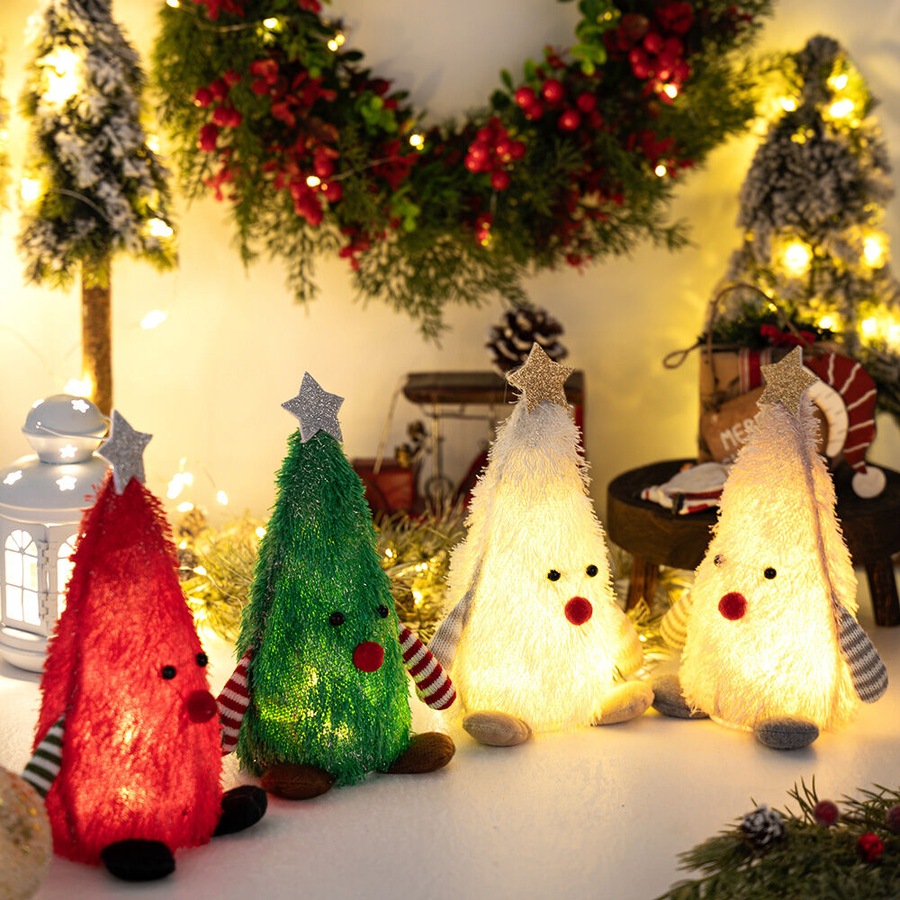4PCS Gnome Christmas Decorations Light Up Christmas Gnomes Plush Doll Ornaments