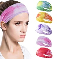 5 Pack Tie Dye Sport Hair Band Yoga Running Elastic Sweat Hair Wrap