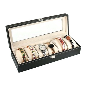 6 Grids Watch and Jewelry Box Leather Storage Jewelry Display Box