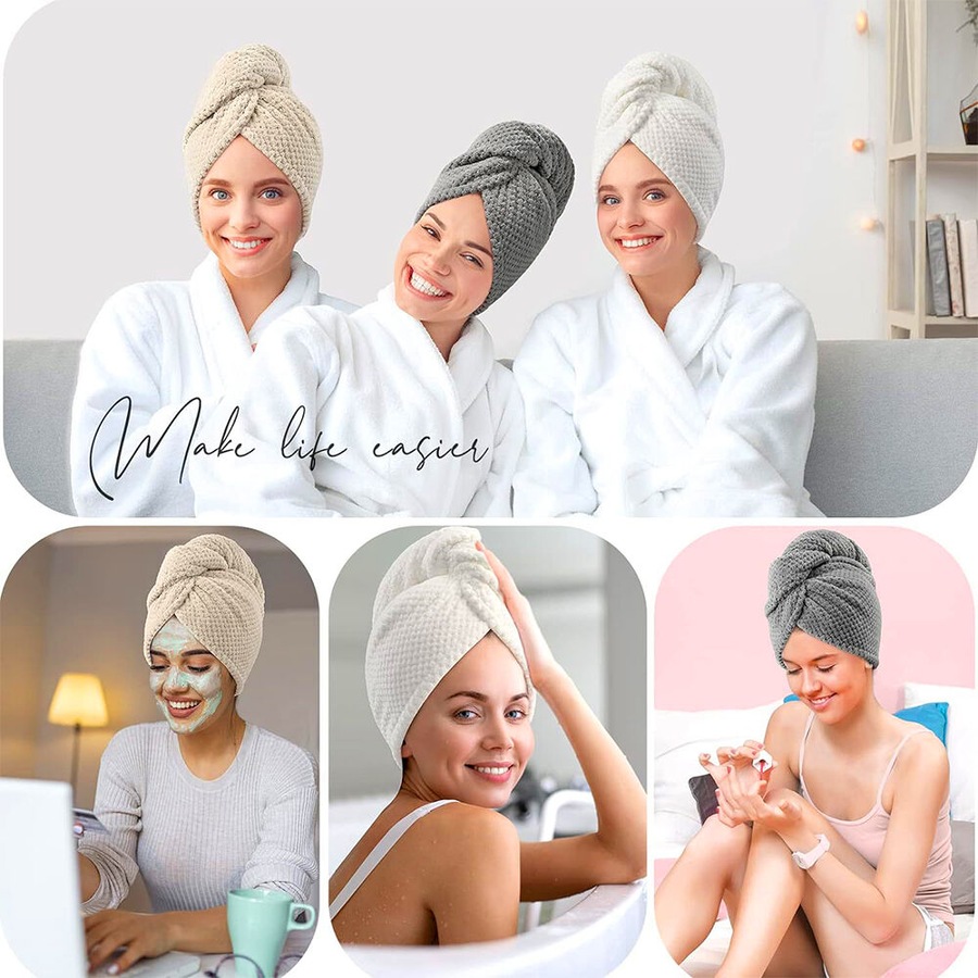 6 Pack Microfiber Hair Towel Wrap For Women Super Absorbent Quick Dry Hair Turban