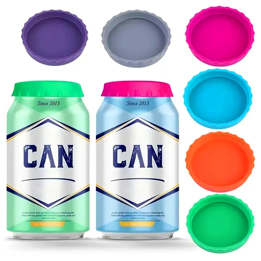 6 Pcs Silicone Soda Can Lids Covers Reusable Can Caps Topper Can Saver Stopper