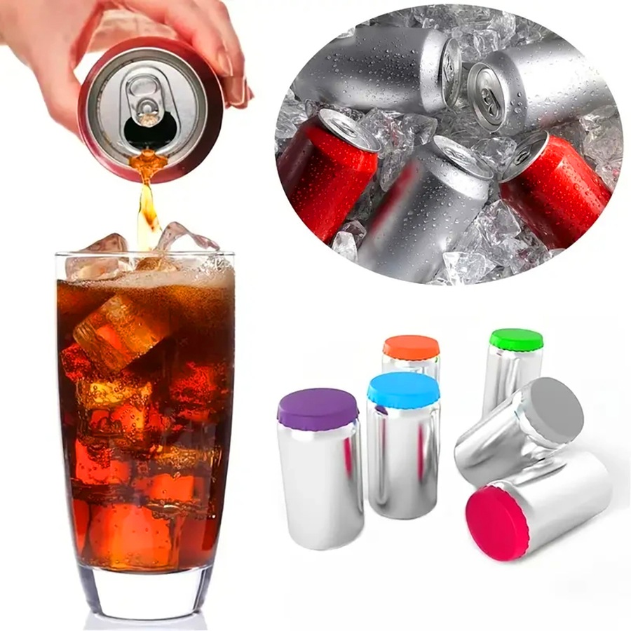 6 Pcs Silicone Soda Can Lids Covers Reusable Can Caps Topper Can Saver Stopper