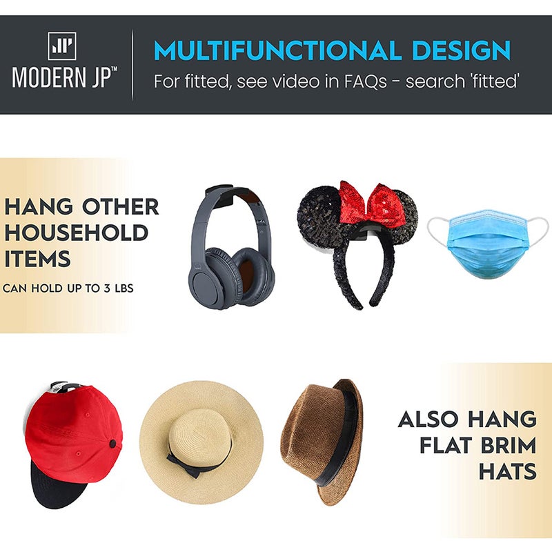 Buy 8 Pcs Hat Holder No Drilling Sticky Wall Hook Self Adhesive Baseball  Hat Rack - MyDeal