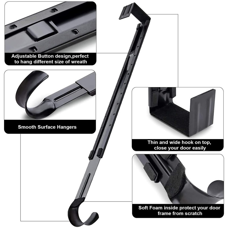 Adjustable Over The Door Wreath Hook Hanger for Christmas Wreath Decorations