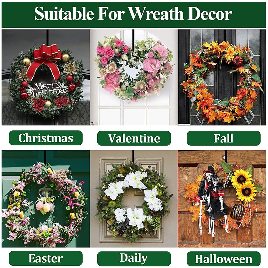Adjustable Over The Door Wreath Hook Hanger for Christmas Wreath Decorations