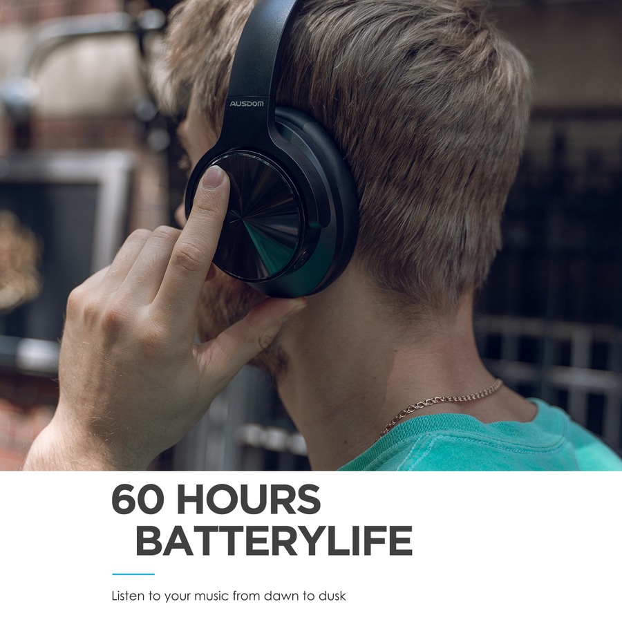 AUSDOM E9 Active Noise Cancelling Headphones Wireless Bluetooth Foldable Over Ear Headphones