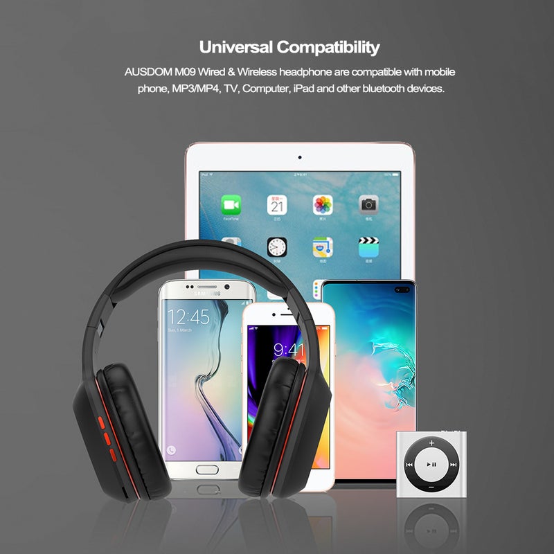 Buy Ausdom M09 Bluetooth Foldable Over Ear Wired Wireless Headphones Mydeal 6824