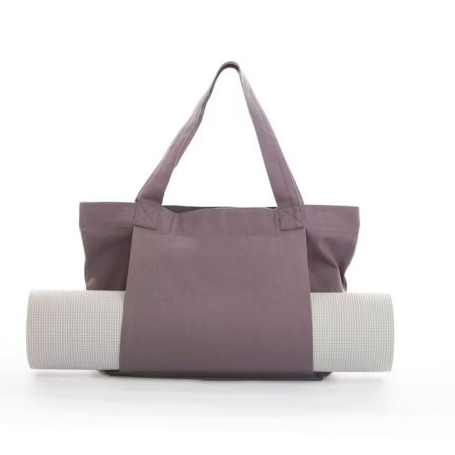 Canvas Tote Bag With Yoga Mat Carrier Pocket Carryall Shoulder Bag For Workout