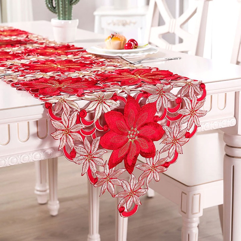 Buy Christmas Table Runner Embroidered Table Runner Linens for Xmas ...