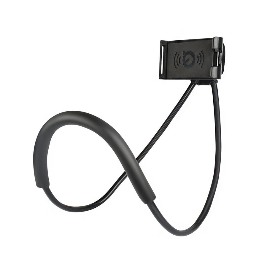 Flexible Hanging Neck Lazy Necklace Mobile Phone Holder-Black