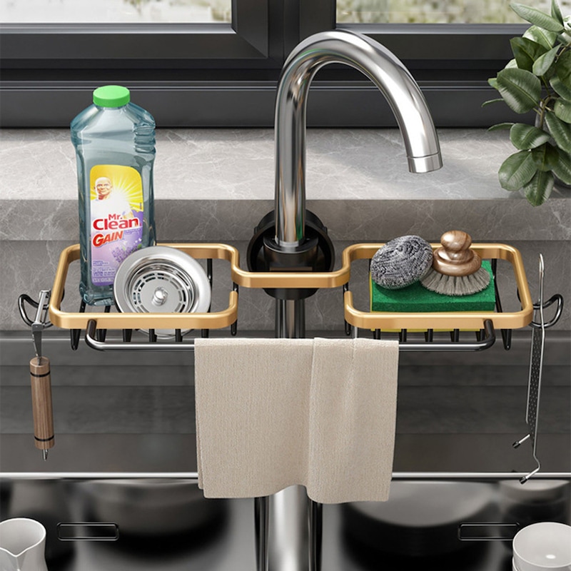 Sink Caddy Suction Cup Sponge Drain Rack Dishcloth Holder Stainless ...
