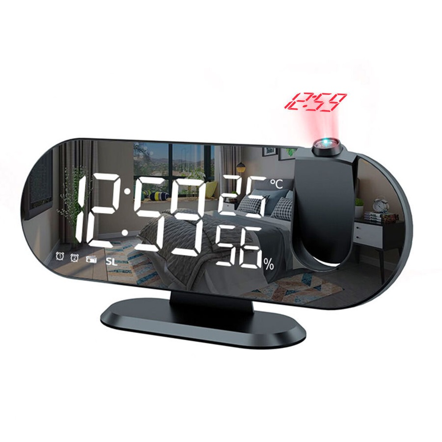LED Digital Alarm Clock Projection Clock With Time Temperature Display