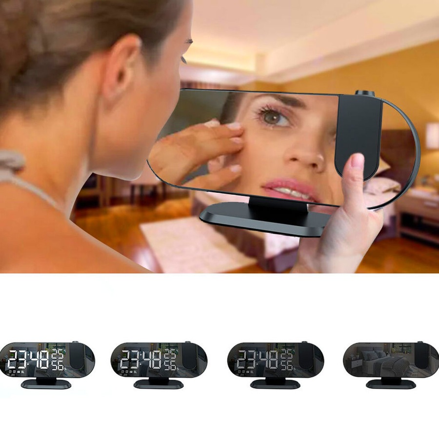 LED Digital Alarm Clock Projection Clock With Time Temperature Display