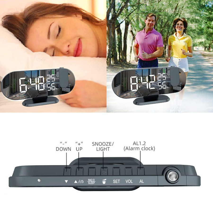 LED Digital Alarm Clock Projection Clock With Time Temperature Display