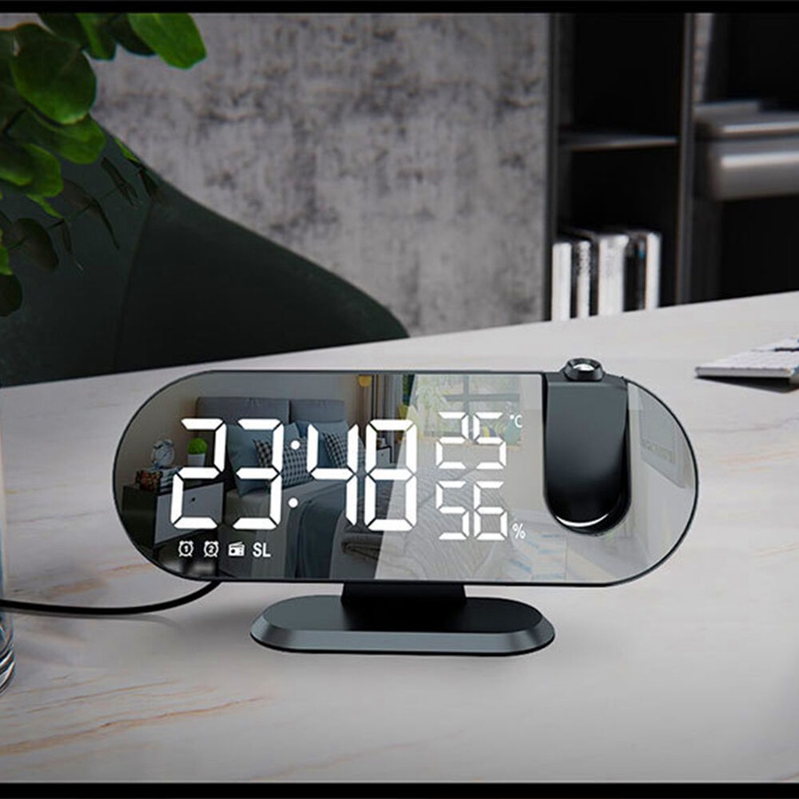 LED Digital Alarm Clock Projection Clock With Time Temperature Display