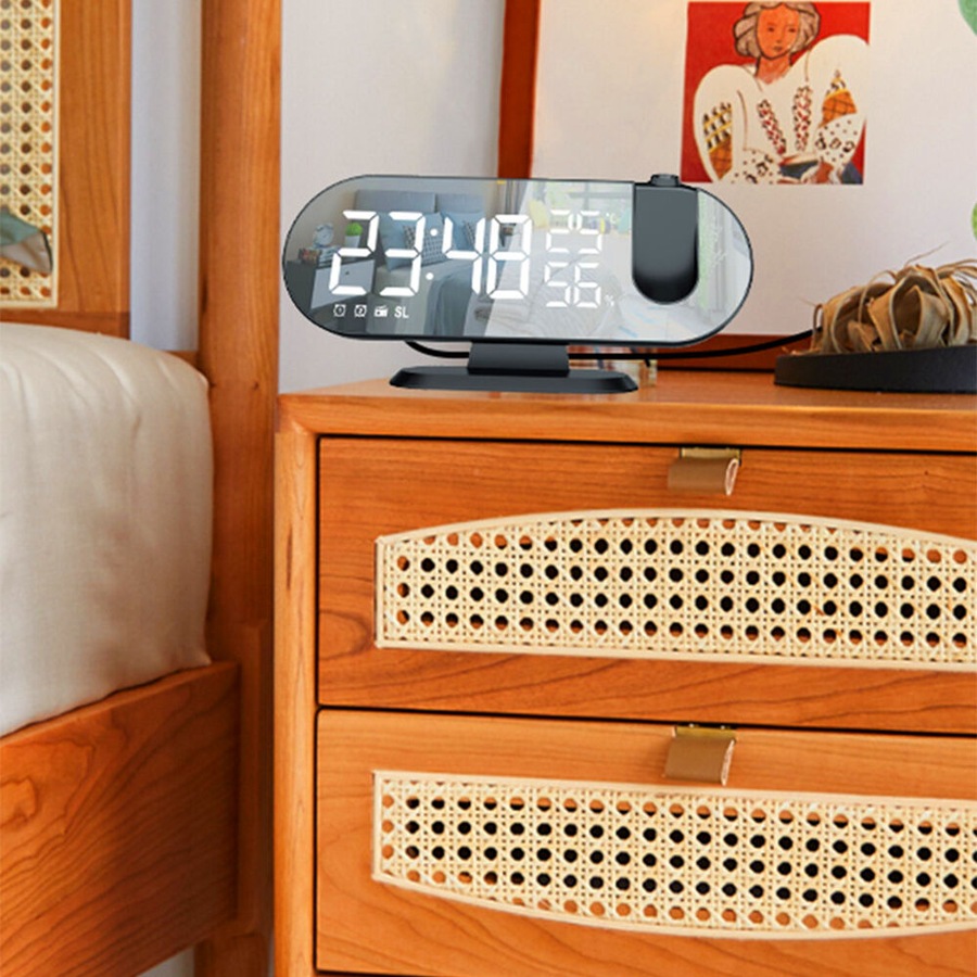 LED Digital Alarm Clock Projection Clock With Time Temperature Display