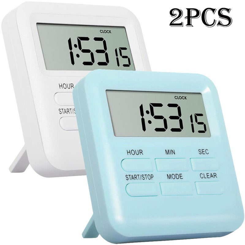 2pcs Magnetic LCD Digital Kitchen Timer Count Down Clear Loud