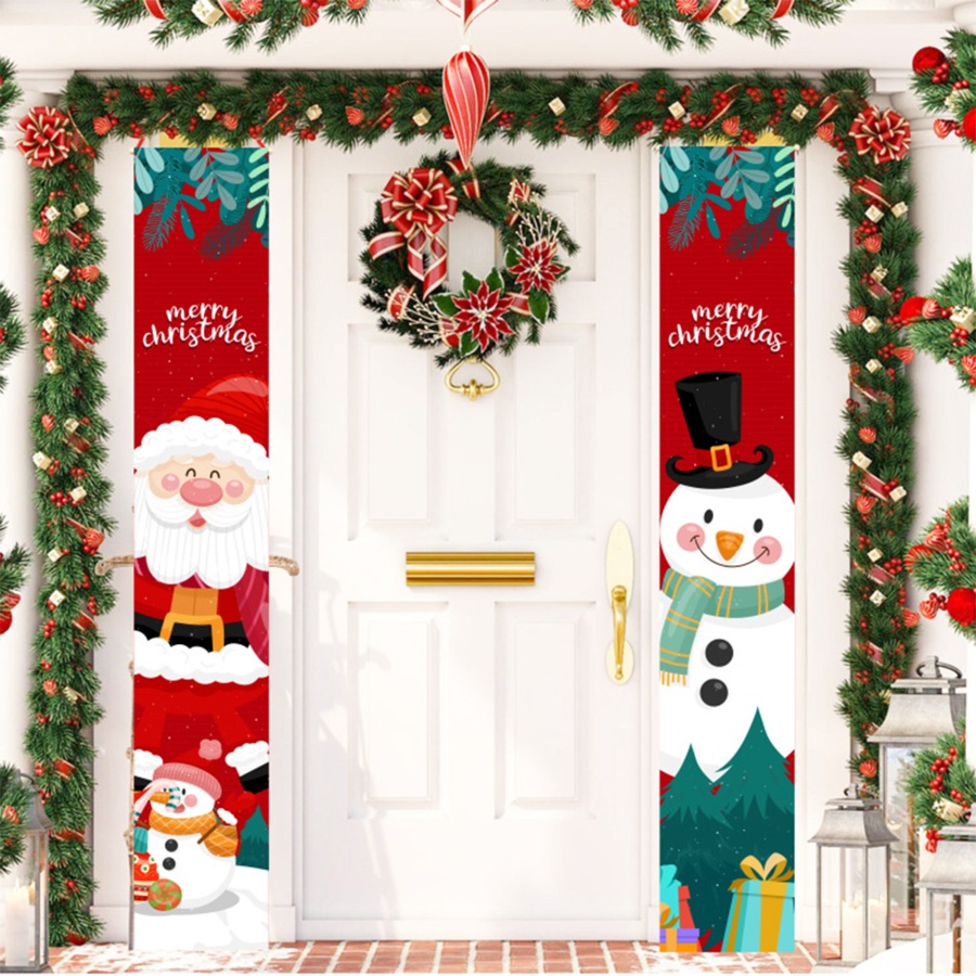 3 Pair Merry Christmas Decorations Banner Hanging Banners Xmas Hanging Decor-Red&Green