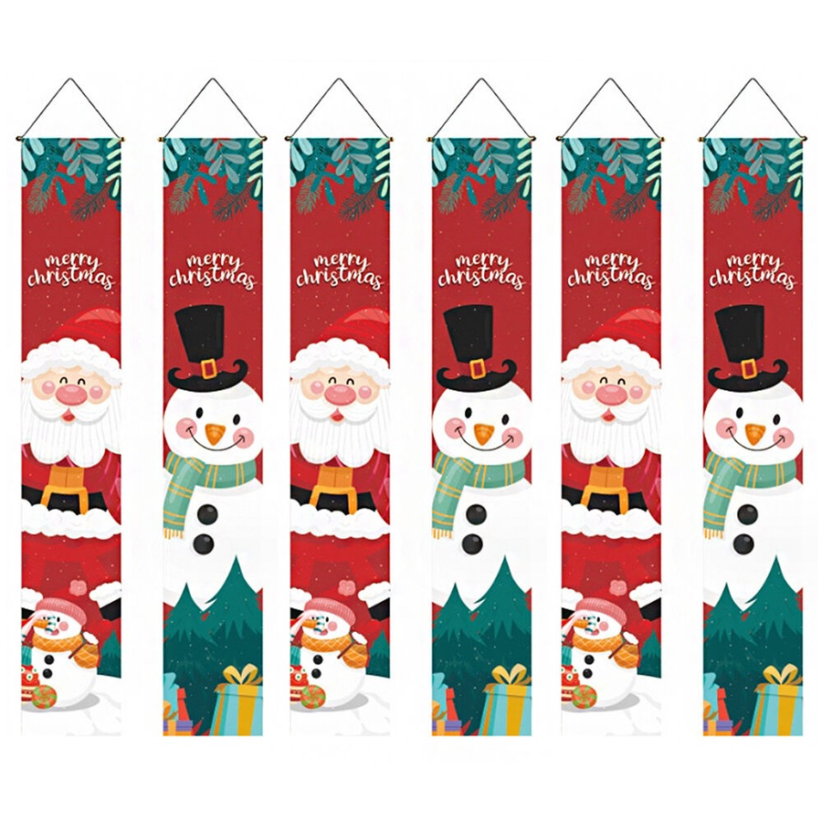 3 Pair Merry Christmas Decorations Banner Hanging Banners Xmas Hanging Decor-Red&Green