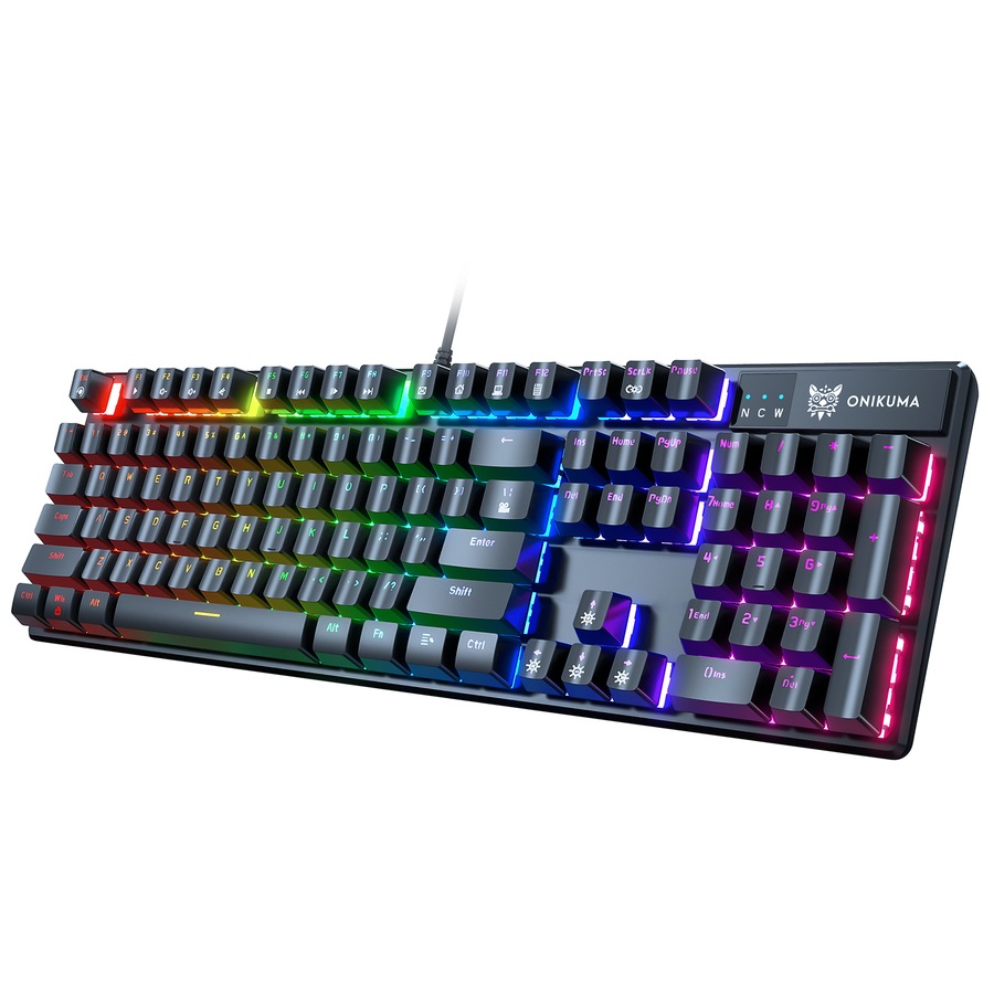 ONIKUMA G27 Wired Keyboard 104-Key USB Interface Backlit Mechanical Gaming Keyboard Black