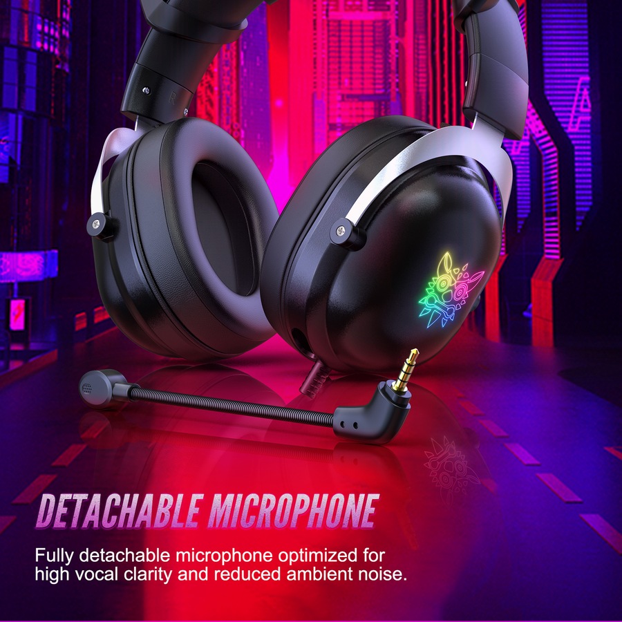 ONIKUMA X11 Cat Ear Headset 3.5mm Jack 50mm Sound Unit RGB Light Gaming Headphone Detachable Noise-canceling Mic for PS4 Computer PC Gamer Black