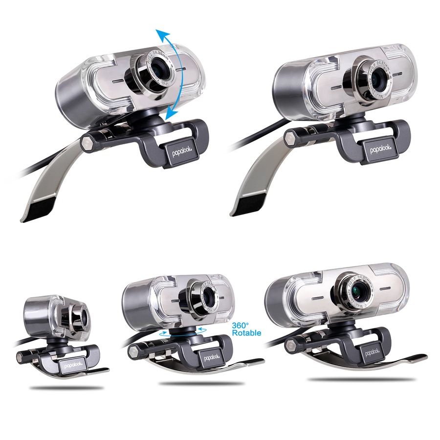 PAPALOOK PA452 Webcam 1080P, HD Web Camera with Colorful LED Lights and Mic