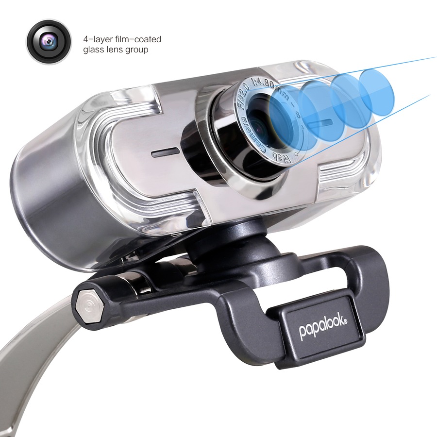 PAPALOOK PA452 Webcam 1080P, HD Web Camera with Colorful LED Lights and Mic