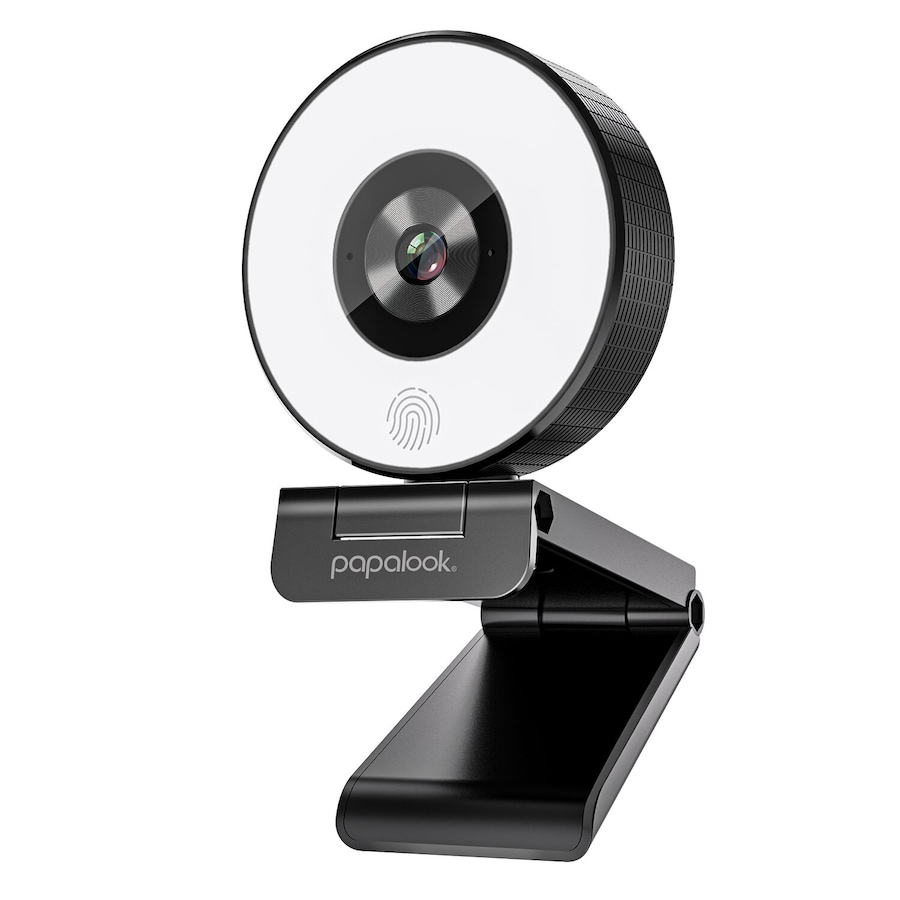 PAPALOOK PA552 2K/1080P Webcam with Light and Privacy Cover Full HD Streaming Web Camera with Dual Mic Plug and Play USB Computer Webcam