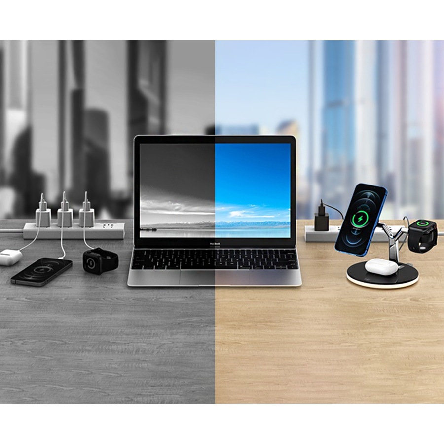 Three in one Magnet Fast Wireless Charger For iPhone12,Apple Watch