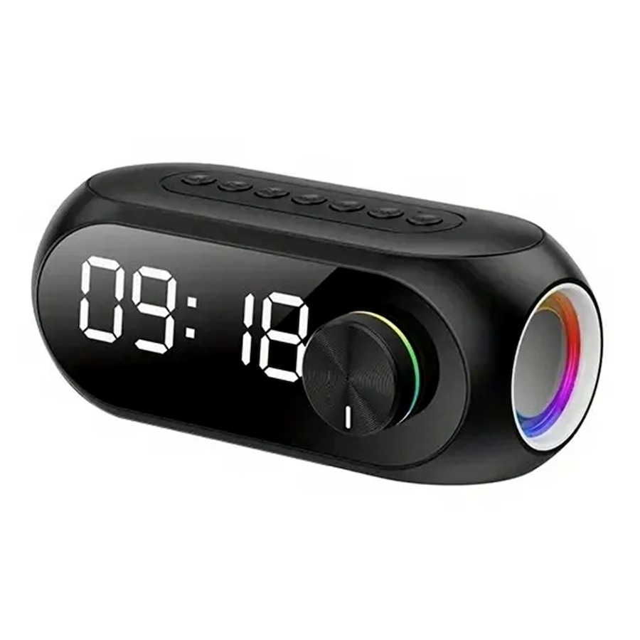 Wireless Bluetooth Speaker Mirror Dual Alarm Clock HD LED Stereo Speakers