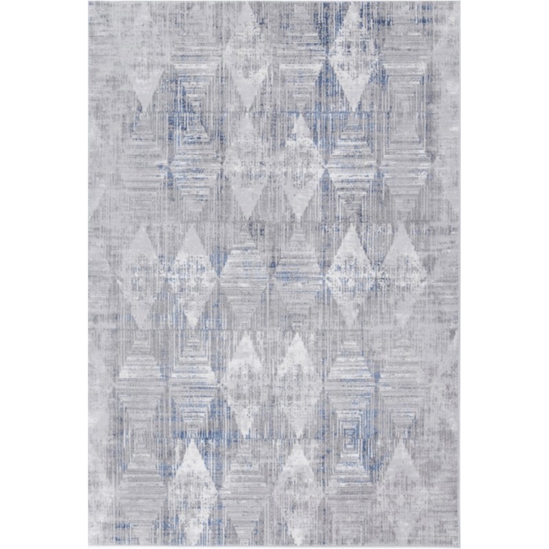 Buy Polly Blue Geometric Distressed Rug MyDeal