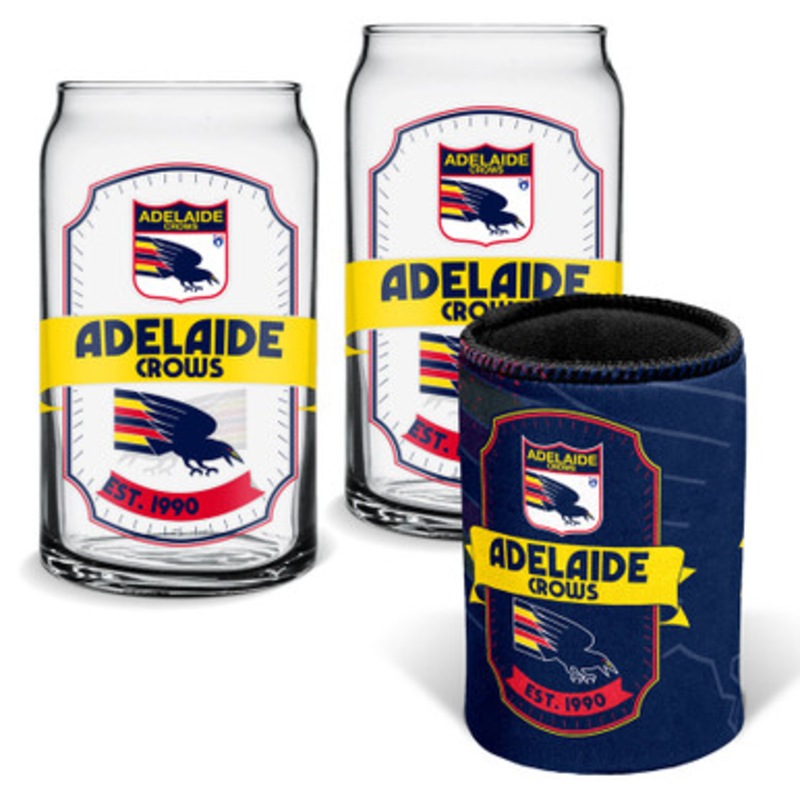 Buy Adelaide Crows AFL Can Glasses & Can Cooler MyDeal