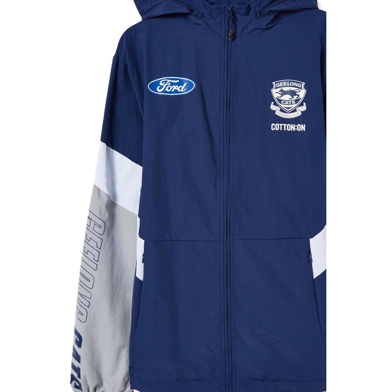 Buy Geelong Football Club 2022 Media Jacket Mens NAVY MyDeal
