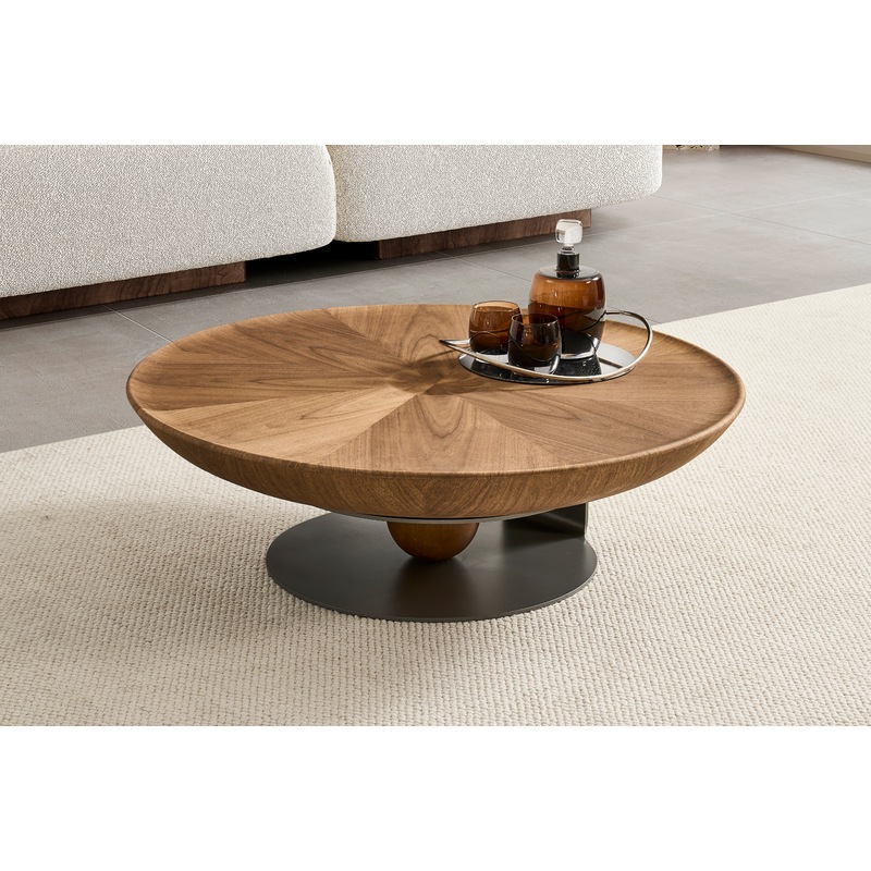 Buy Amazon Single Piece Round Walnut Coffee Table With Titanium Base MyDeal